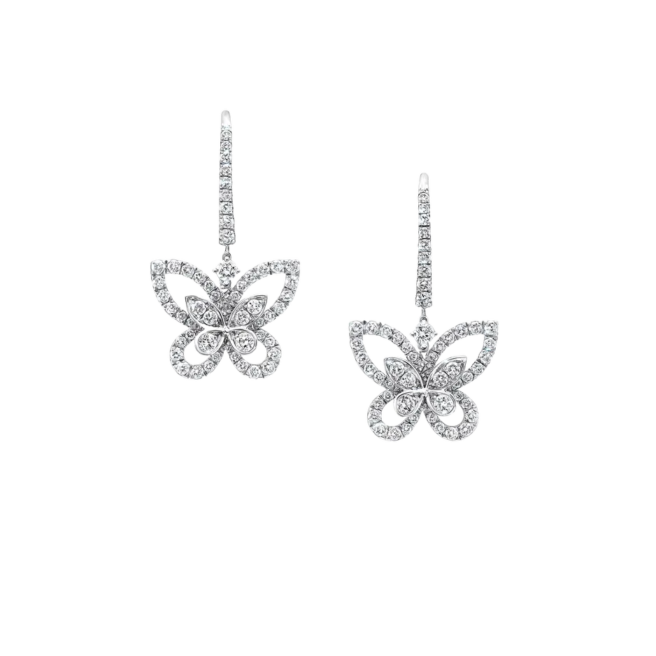 Butterfly Silhouette Diamond Drop Earrings Graff