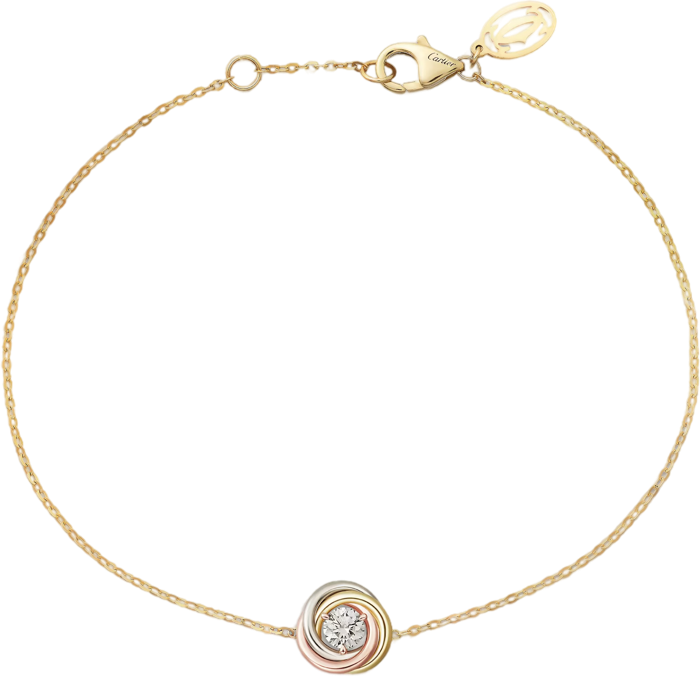 Cartier Trinity bracelet, on chain, 1 diamond