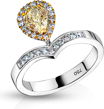 Кольцо с бриллиантом No Name с бриллиантами 1,01ct FLY/VS1 1.01 CT FLY/VS1