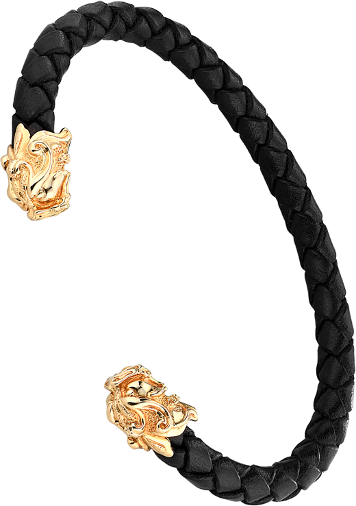 Браслет Carrera y Carrera Yellow Gold Leather Cord Dragon Head Cuff Bracelet DA10310