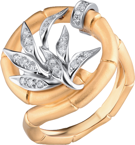 Кольцо Carrera y Carrera Tao Bamboo Yellow Gold & Diamonds DA10514