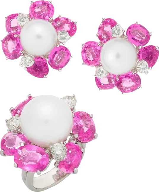 Комплект Adler PEARL & PINK SAPPHIRE, DIAMOND SET 69802/69805 (id 39838)