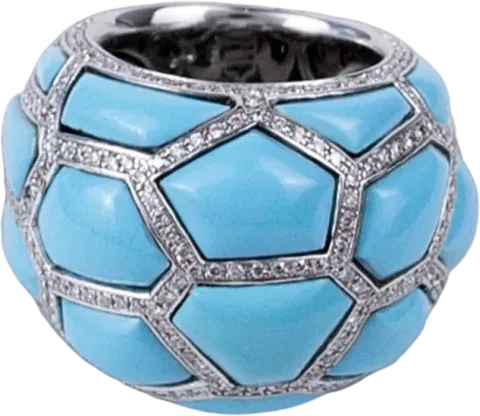 Кольцо De Grisogono Diamond & Turquoise Ring – East Coast (SIZE 54) DG010325 (id 38912)