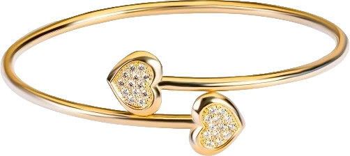 Браслет DeRosa TWO HEARTS BANGLE. DIAMONDS. YELLOW GOLD B9310328 (id 31753)