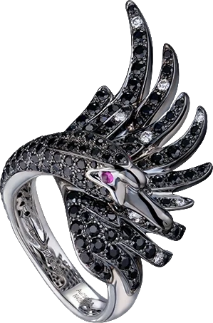 Кольцо Boucheron CYPRIS, THE SWAN RING BLACK SAPPHIRES JRG01477 (id 20761)