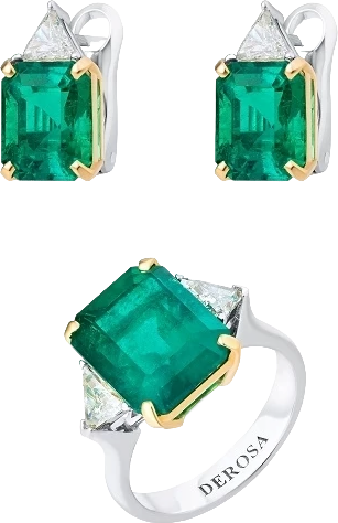 Комплект DeRosa EMERALD & DIAMOND SET 5.94 - 3.19 -2.70 СТ VIVID GREEN. COLOMBIA 5.94 - 3.19 -2.70 СТ VIVID GREEN. COLOMBIA (id 33927)