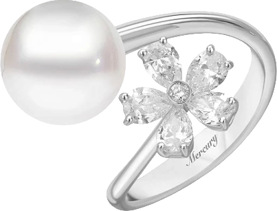 Кольцо Mercury FLOWER RING, PEARL AND DIAMONDS, WHITE GOLD MR22998/PRL10/FL (id 36157)