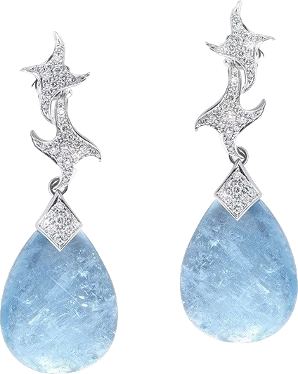 Серьги Mimi Broggian ASTREA EARRINGS, AQUAMARINES 61.70 CT AND DIAMONDS, WHITE GOLD 0552B8WB (id 36427)