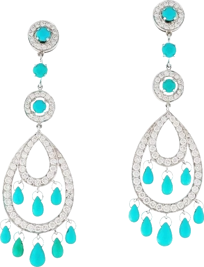 Серьги Boucheron CINNA PAMPILLE DIAMOND&TURQUOISE EARRINGS 291338 (id 30657)