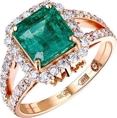 Кольцо No name С ИЗУМРУДОМ2.76 CT INTENSE BLUISH GREEN/SI2 2.76 CT INTENSE BLUISH GREEN/SI2 (id 29803)