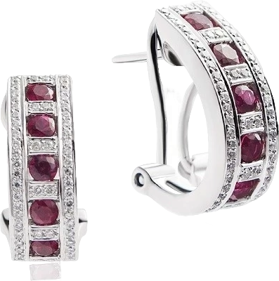 Серьги No name RUBIES AND DIAMONDS EARRINGS 0.70 CT RUBIES (id 29014)