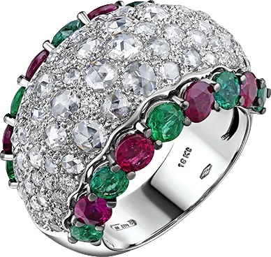 Кольцо Verdi Jewellery КОЛЬЦО С БРИЛЛИАНТАМИ, ИЗУМРУДАМИ И РУБИНАМИ A7291 (id 24054)