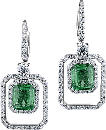 Серьги Verdi Jewellery СЕРЬГИ С ИЗУМРУДАМИ 2.26 - 2.30 CT A46C (id 23897)