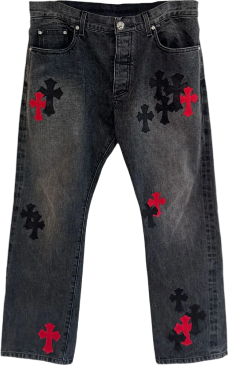 Chrome Hearts Red and Black Patch Pants