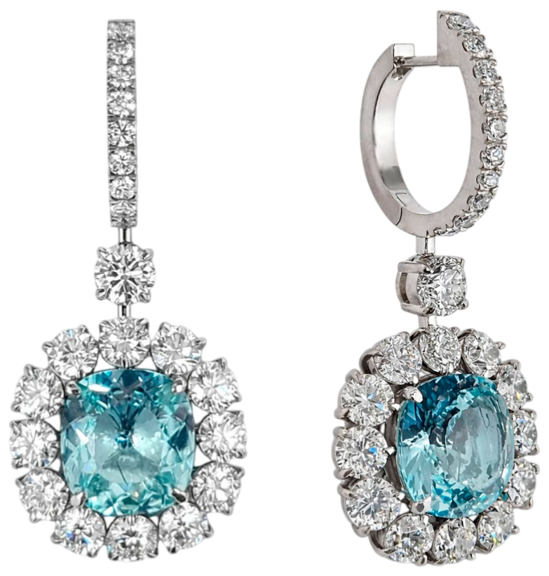 GIA Серьги с турмалинами "Параиба" 5,16/5,40 Ct.