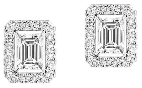 Joy emerald-cut diamond earrings, small