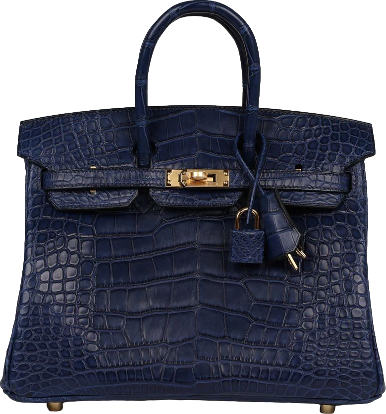 Hermes Birkin 25 Bleu Saphir Matte Alligator Gold Hardware