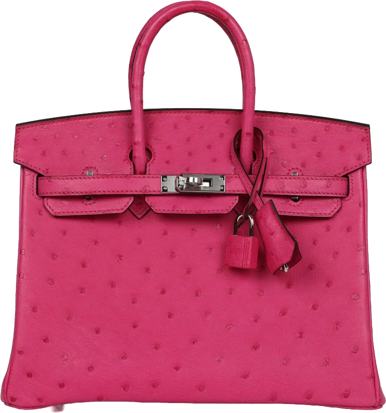 Hermes Birkin 25 Rose Tyrien Ostrich Palladium Hardware