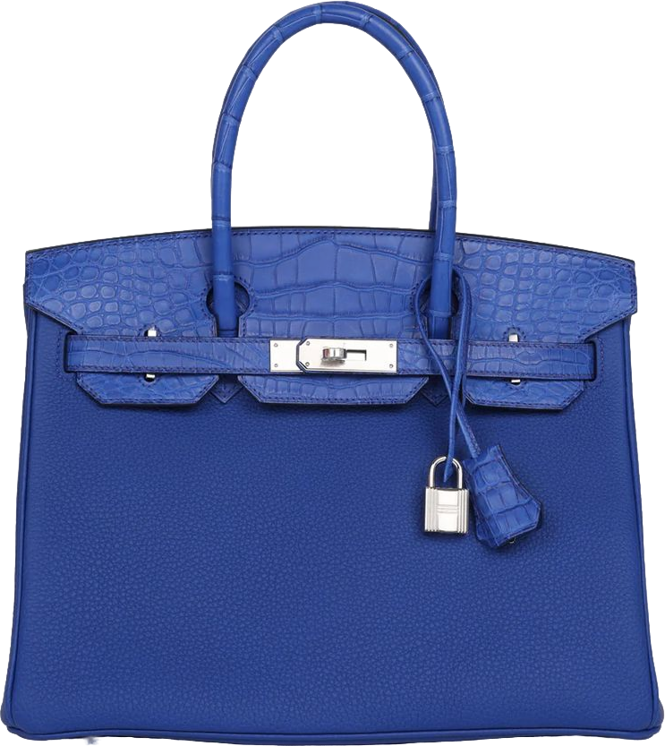 Hermes Birkin 30 Bleu Royal Matte Alligator and Togo Touch Palladium Hardware Hermes Birkin 30 Bleu Royal Matte Alligator and Togo Touch Palladium Hardware
