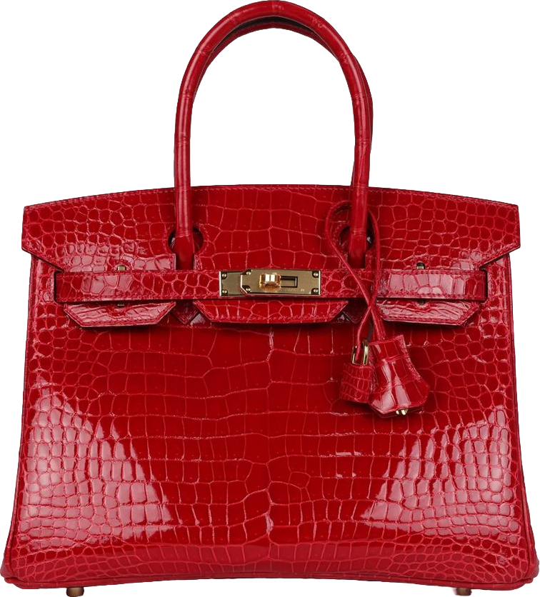 Hermes Birkin 30 Braise Shiny Porosus Crocodile Gold Hardware