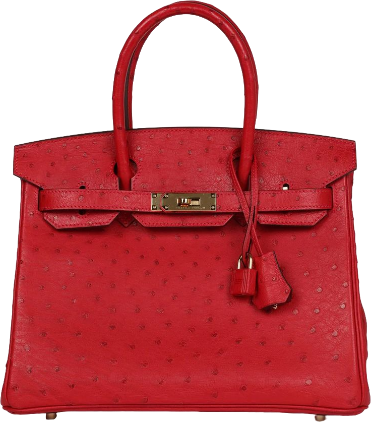 Hermes Birkin 30 Rouge Vif Ostrich Gold Hardware Hermes Birkin 30 Rouge Vif Ostrich Gold Hardware
