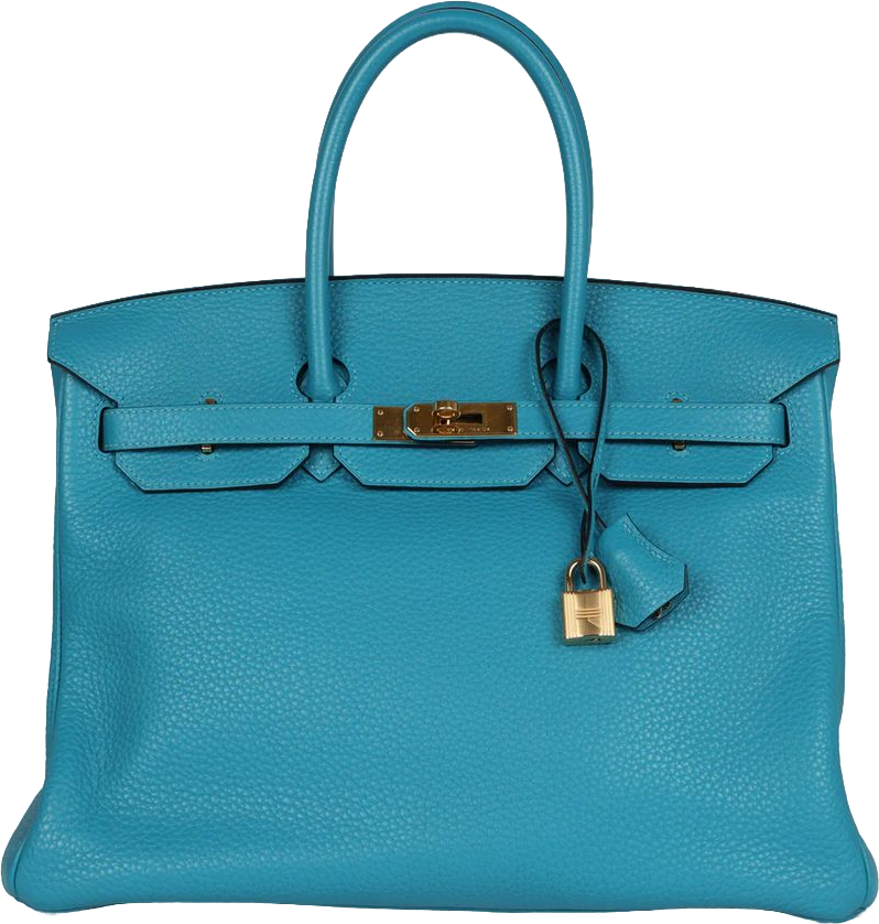 Hermes Birkin 35 Bleu Izmir Clemence Gold Hardware Hermes Birkin 35 Bleu Izmir Clemence Gold Hardware