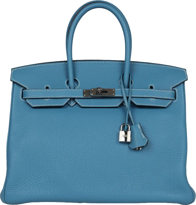 Hermes Birkin 35 Blue Jean Clemence Palladium Hardware