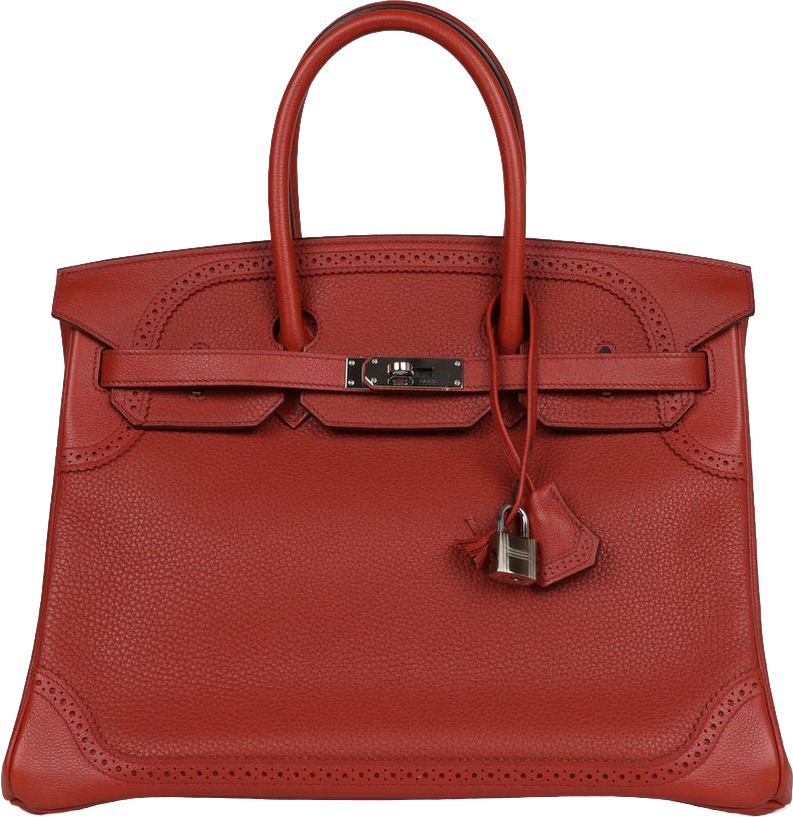 Hermes Birkin 35 Ghillies Brique Clemence and Evercolor Palladium Hardware Hermes Birkin 35 Ghillies Brique Clemence and Evercolor Palladium Hardware