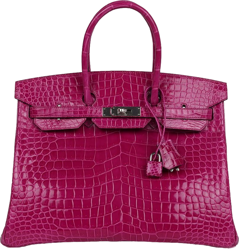 Hermes Birkin 35 Rose Sheherazade Shiny Porosus Crocodile Palladium Hardware