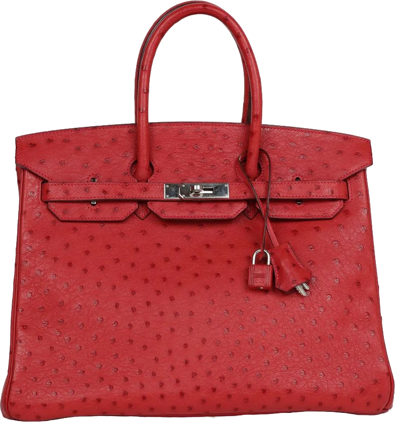 Hermes Birkin 35 Rouge Vif Ostrich Palladium Hardware Hermes Birkin 35 Rouge Vif Ostrich Palladium Hardware