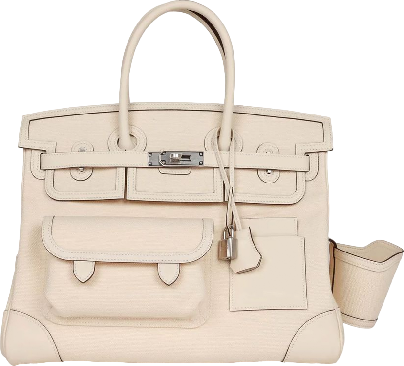 Hermes Birkin Cargo 35 Nata Toile and Swift Palladium Hardware Hermes Birkin Cargo 35 Nata Toile and Swift Palladium Hardware
