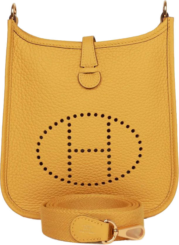 Hermes Evelyne TPM Jaune Ambre Clemence Gold Hardware Hermes Evelyne TPM Jaune Ambre Clemence Gold Hardware