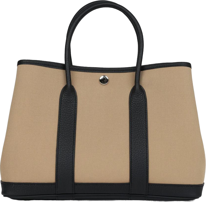 Hermes Garden Party 30 Trench Toile and Black Negonda Palladium Hardware Hermes Garden Party 30 Trench Toile and Black Negonda Palladium Hardware