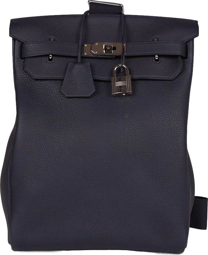 Hermes Hac A Dos GM Backpack Bleu Nuit Togo Palladium Hardware