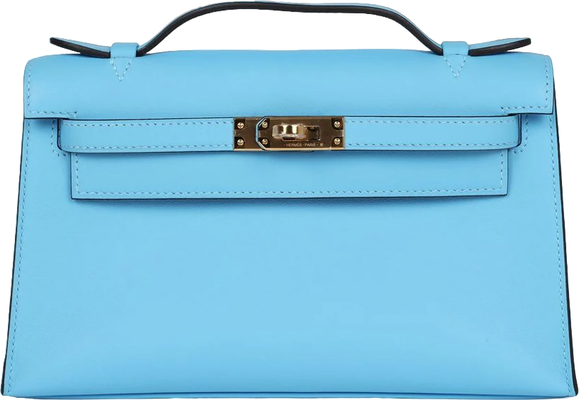 Hermes Kelly Pochette Celeste Swift Gold Hardware Hermes Kelly Pochette Celeste Swift Gold Hardware