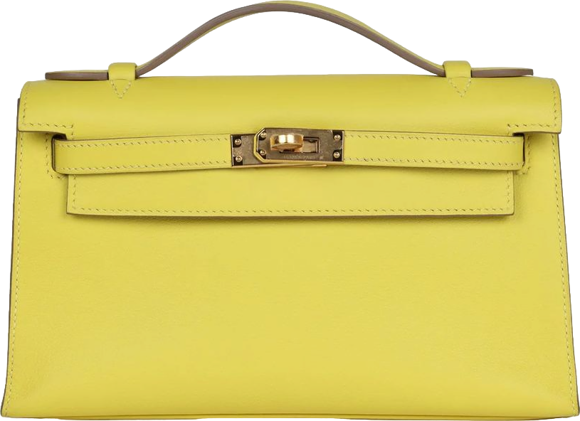 Hermes Kelly Pochette Lime Swift Gold Hardware
