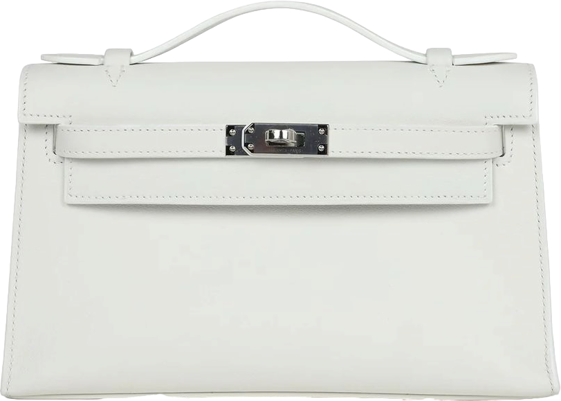 Hermes Kelly Pochette White Swift Palladium Hardware