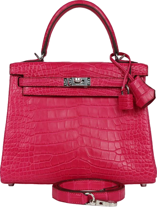 Hermes Kelly Retourne 25 Framboise Matte Alligator Palladium Hardware Hermes Kelly Retourne 25 Framboise Matte Alligator Palladium Hardware