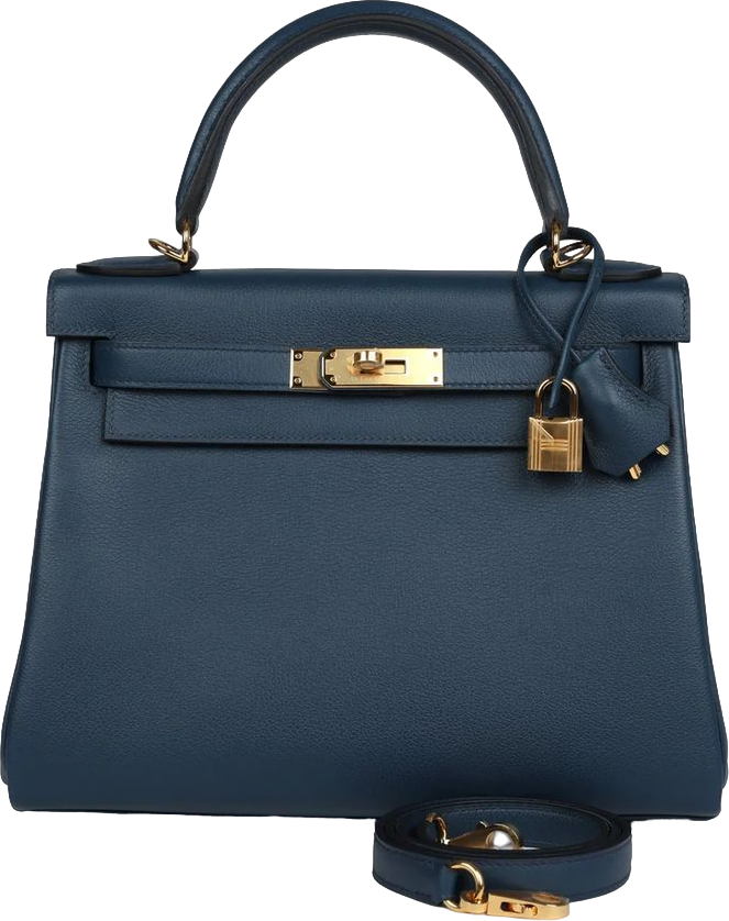 Hermes Kelly Retourne 28 Deep Bleu Evercolor Gold Hardware