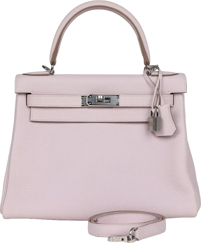 Hermes Kelly Retourne 28 Mauve Pale Clemence Palladium Hardware