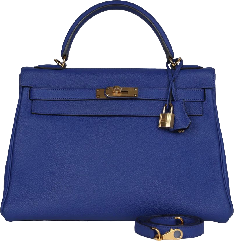 Hermes Kelly Retourne 32 Bleu Electric Togo Gold Hardware
