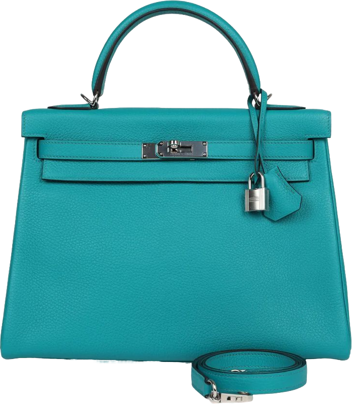 Hermes Kelly Retourne 32 Bleu Paon Clemence Palladium Hardware Hermes Kelly Retourne 32 Bleu Paon Clemence Palladium Hardware