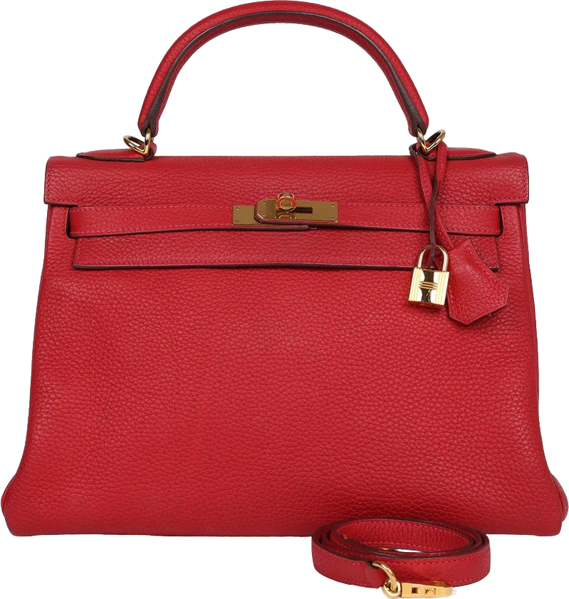 Hermes Kelly Retourne 32 Vermillion Clemence Gold Hardware