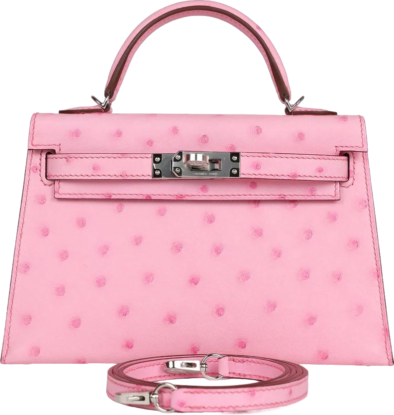 Hermes Kelly Sellier 20 Bubblegum Ostrich Palladium Hardware Hermes Kelly Sellier 20 Bubblegum Ostrich Palladium Hardware