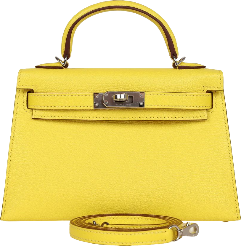 Hermes Kelly Sellier 20 Jaune Citron Chevre Palladium Hardware Hermes Kelly Sellier 20 Jaune Citron Chevre Palladium Hardware