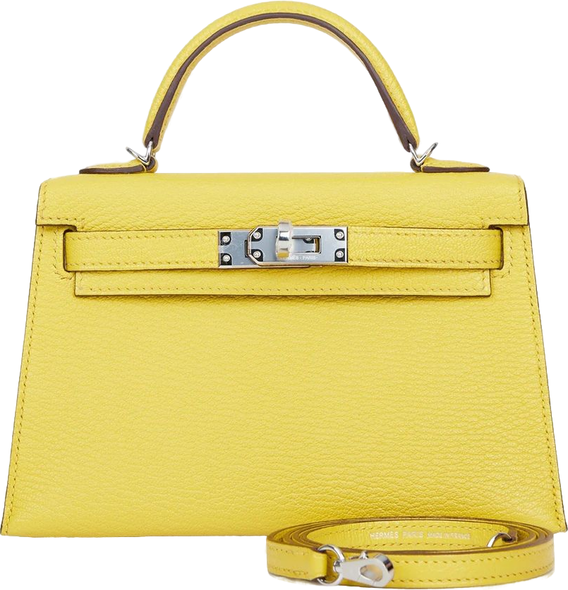 Hermes Kelly Sellier 20 Jaune de Naples Verso Chèvre Palladium Hardware