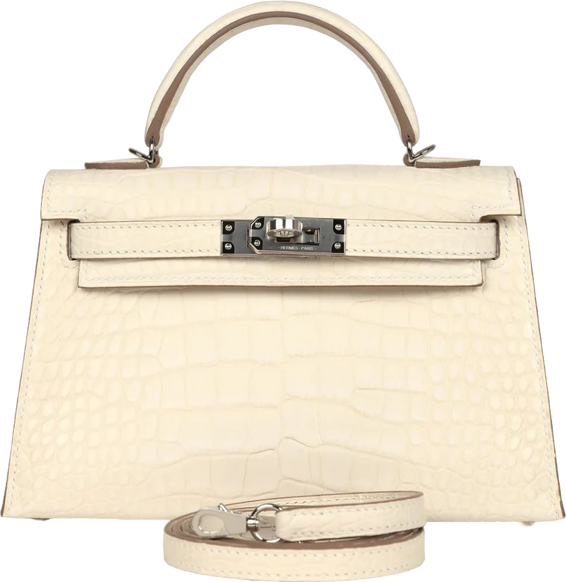 Hermes Kelly Sellier 20 Nata Matte Alligator Palladium Hardware
