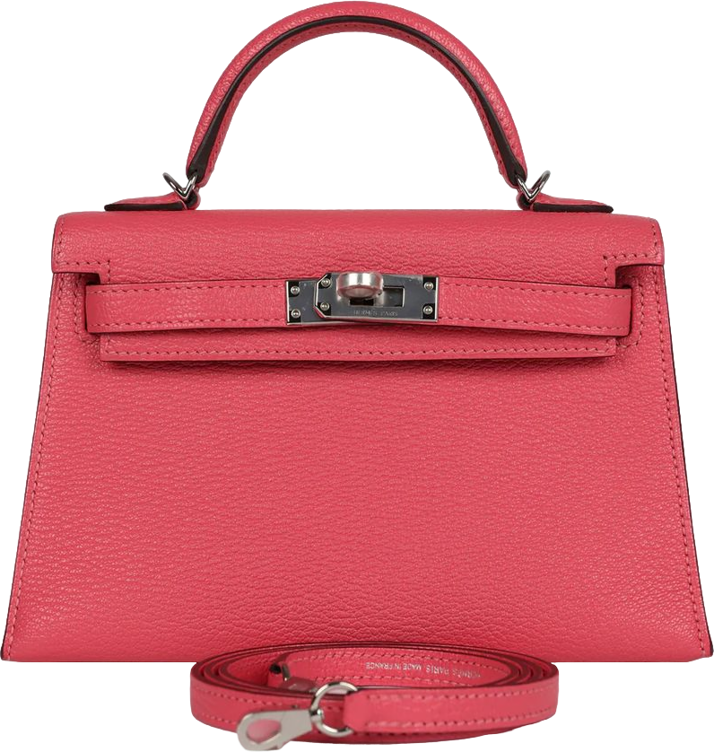 Hermes Kelly Sellier 20 Rose Lipstick Chevre Palladium Hardware