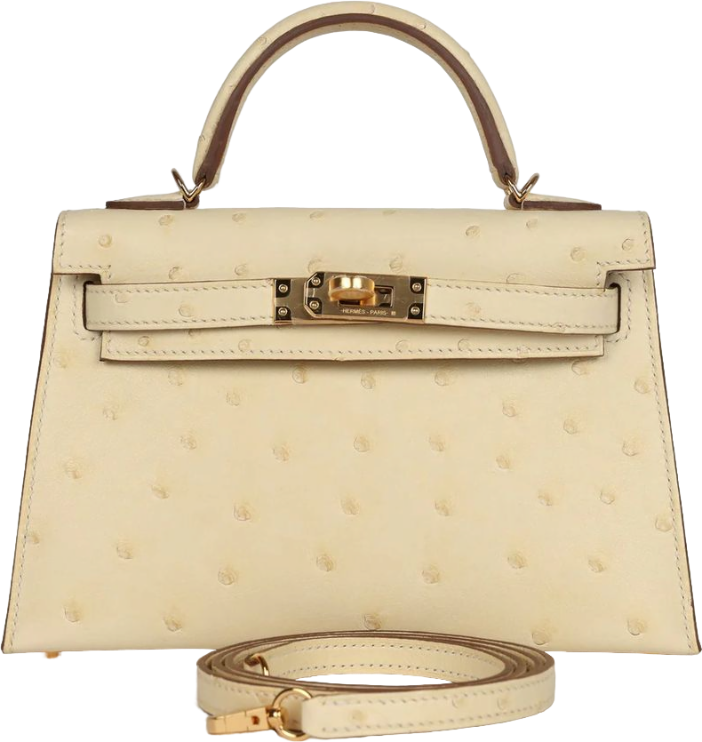 Hermes Kelly Sellier 20 Vanille Ostrich Gold Hardware Hermes Kelly Sellier 20 Vanille Ostrich Gold Hardware