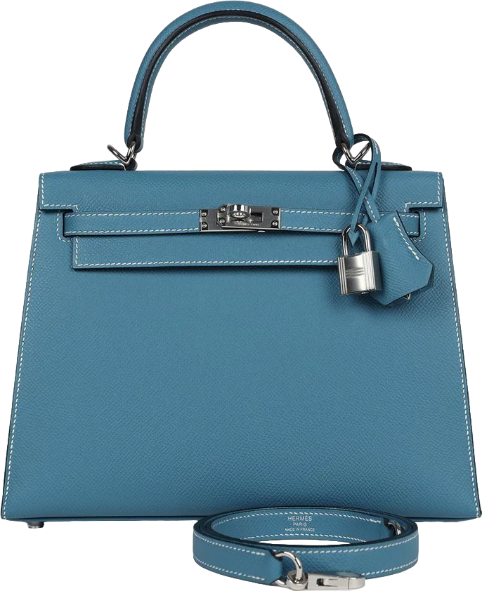 Hermes Kelly Sellier 25 Blue Jean Epsom Palladium Hardware Hermes Kelly Sellier 25 Blue Jean Epsom Palladium Hardware
